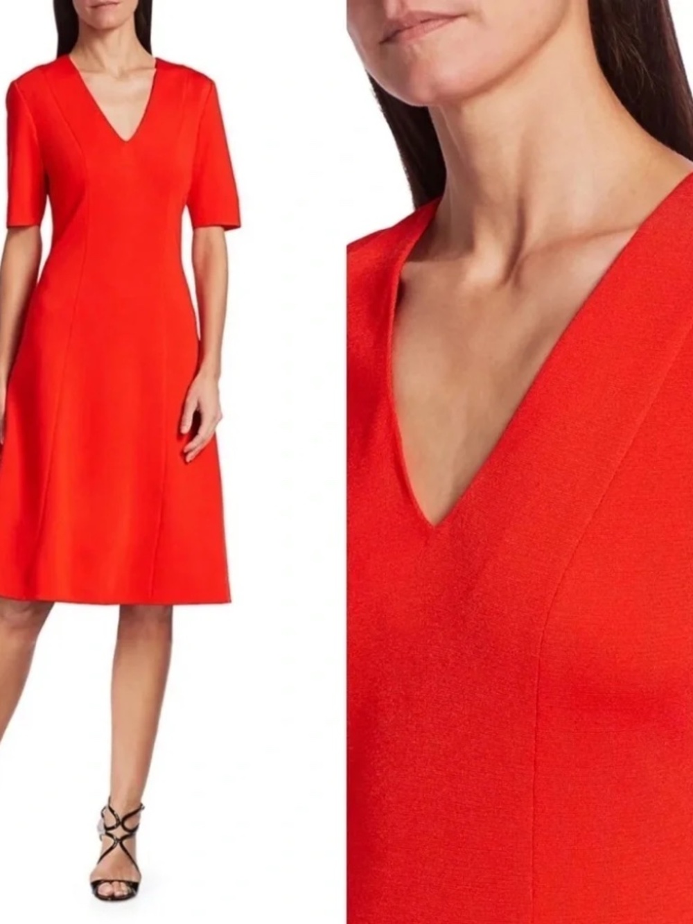 St. John Collection Milano Knit Midi Dress in Geranium / Orange size 4